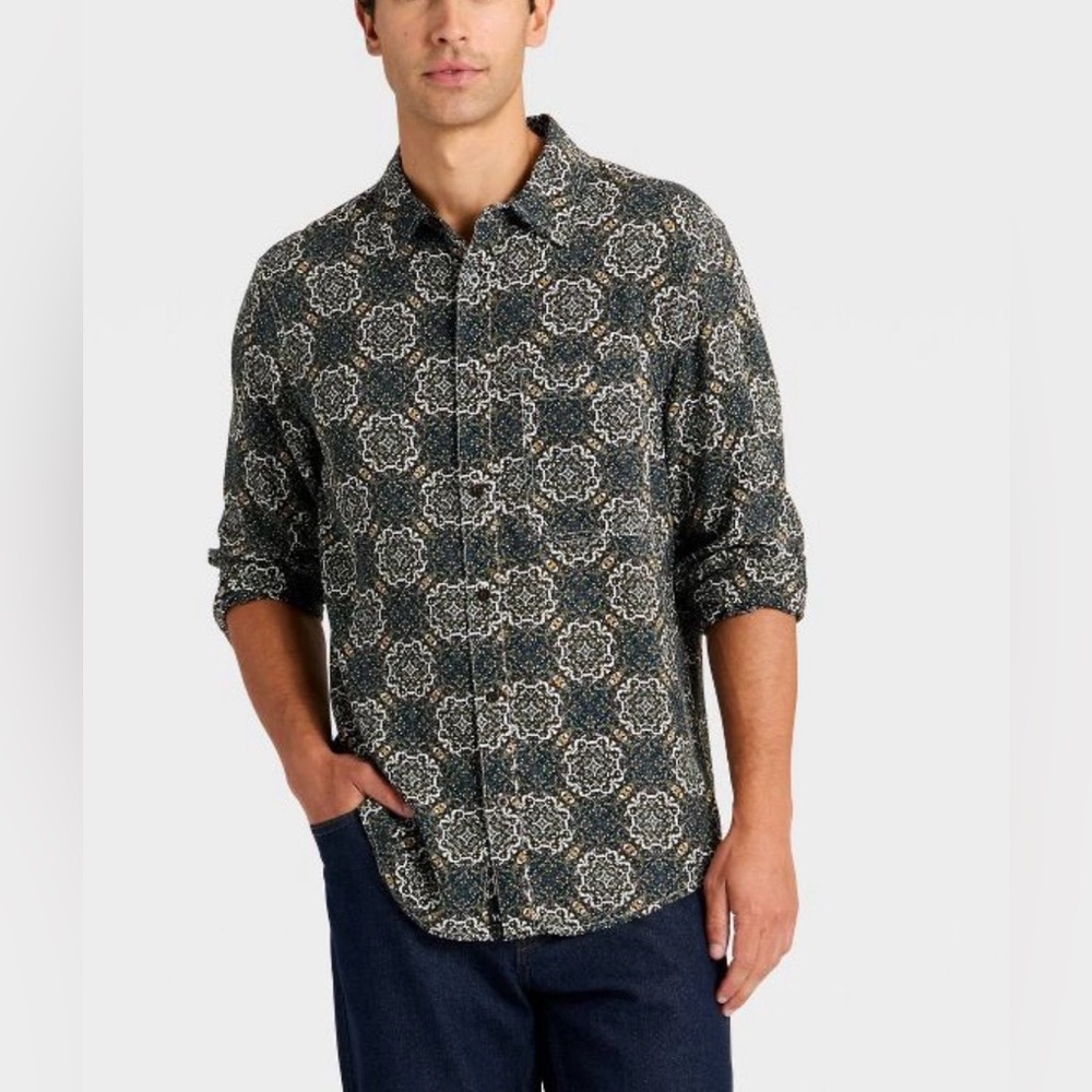 Houston White Men's Collared Shirt - Emerald Green Size XL